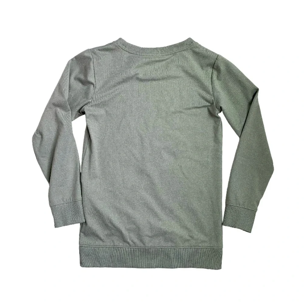 NIKE Dry Fit Girls Gray Sweatshirt Holographic Nike Logo‎ Crossover Hem YOUTH 6M